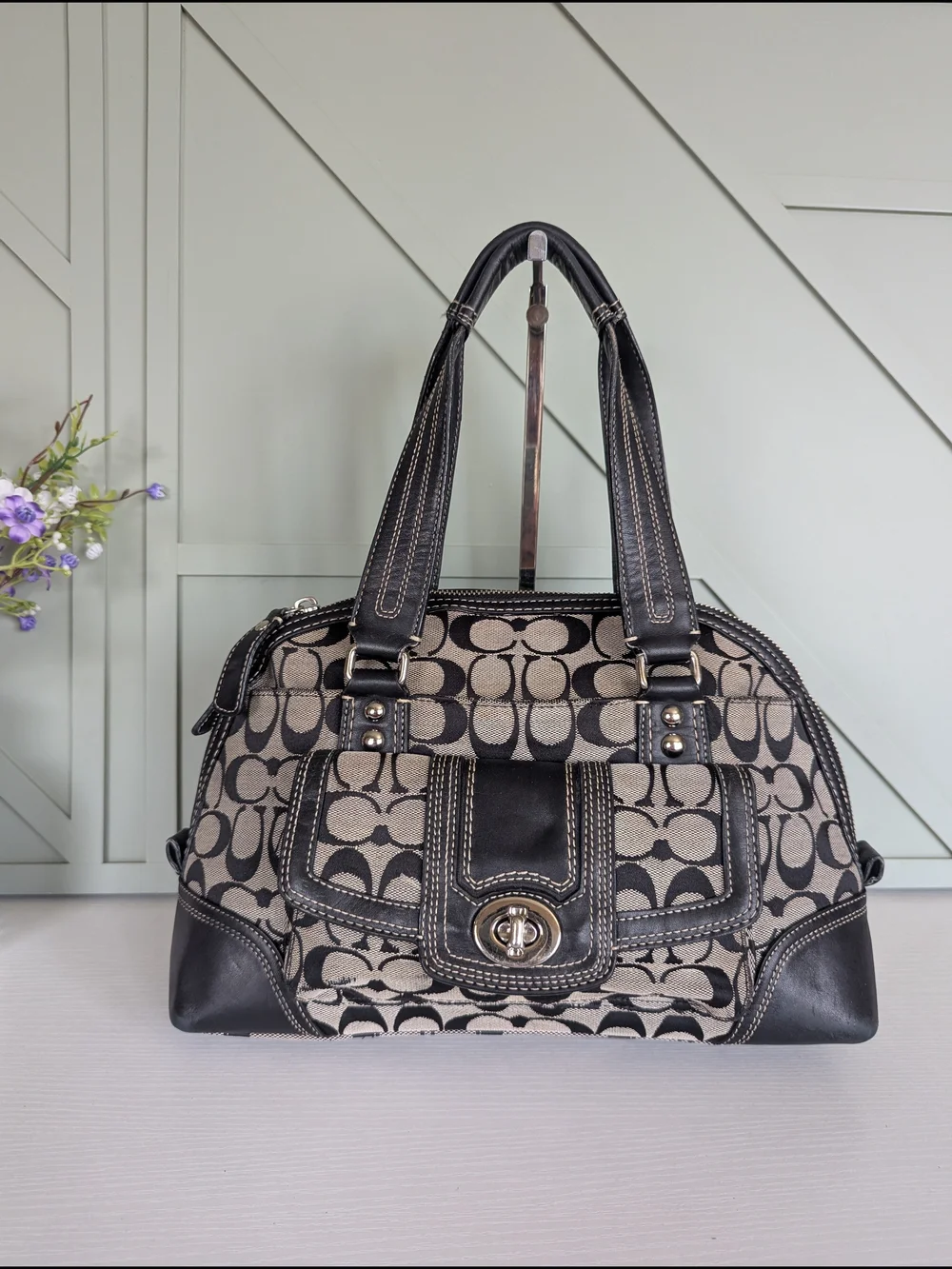 vintage Coach Hampton Signature Miranda Domed Satchel